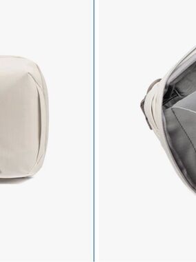 Cream Travel Toiletry Bag - Compact Dopp Kit